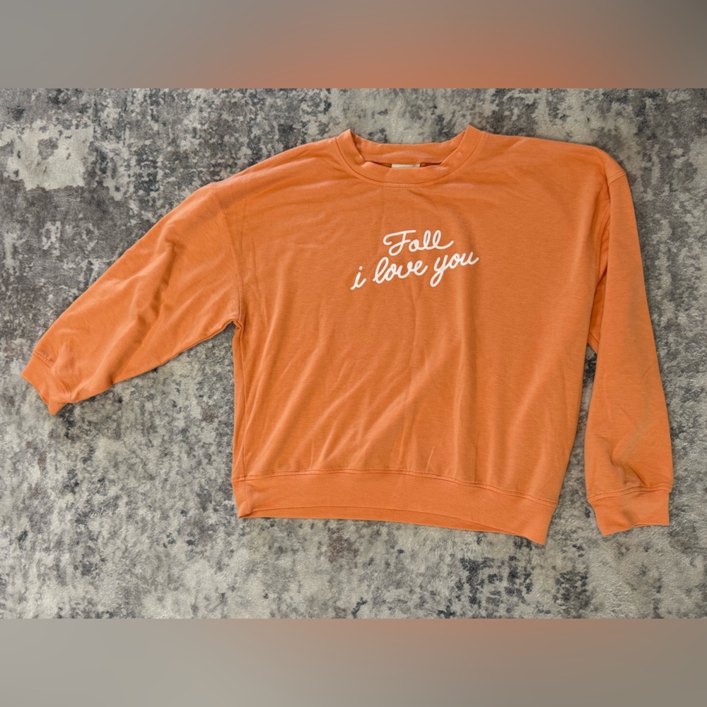 Women’s Orange 'Fall I Love You' Sweatshirt Size Medium